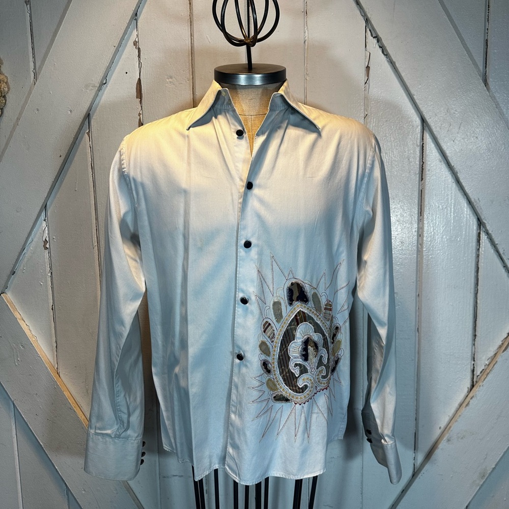 Men's White Embroidered handmade in Italy Shirt by Jacob Be Handmade